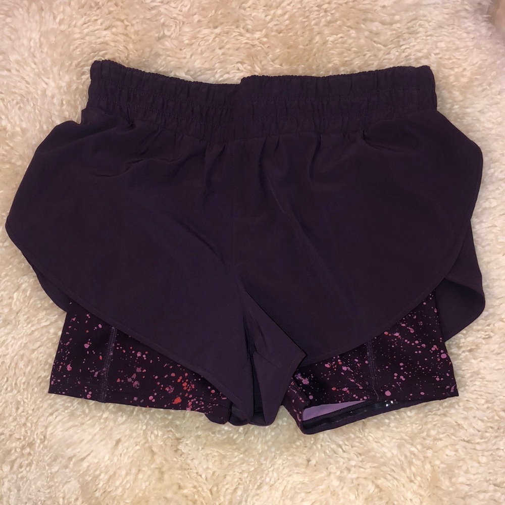 Athleta Small HIIT 2-in-1 Plum Colored Shorts